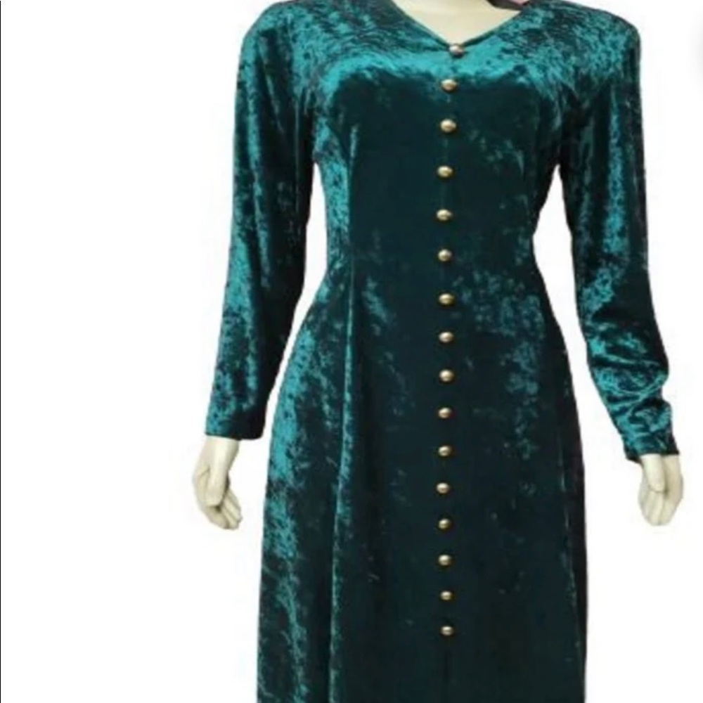 Vintage 90s whimsigoth Velvet Button Detail Lace Up Back dress